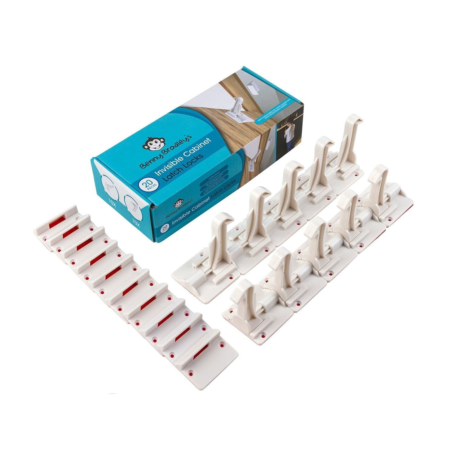 Invisible Cabinet Latch Locks and hooks, with packaging design
